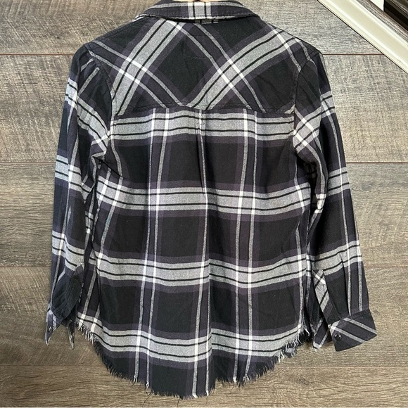Rails Leo Button Down Top in Black Ash White XS - Picture 6 of 8